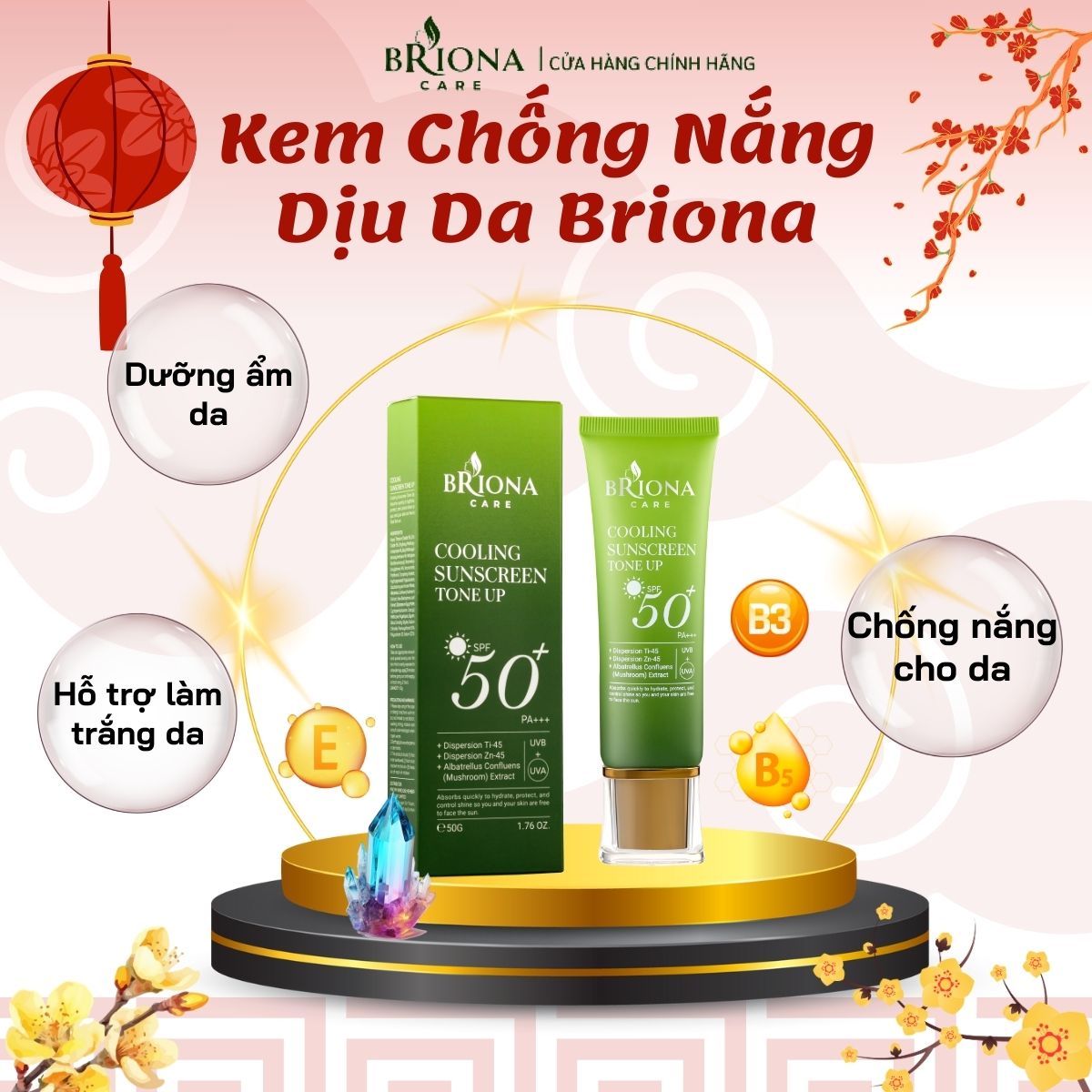 Kem Chống Nắng Briona Dịu Da, dưỡng ẩm, bảo vệ da khỏi tác động của môi trường