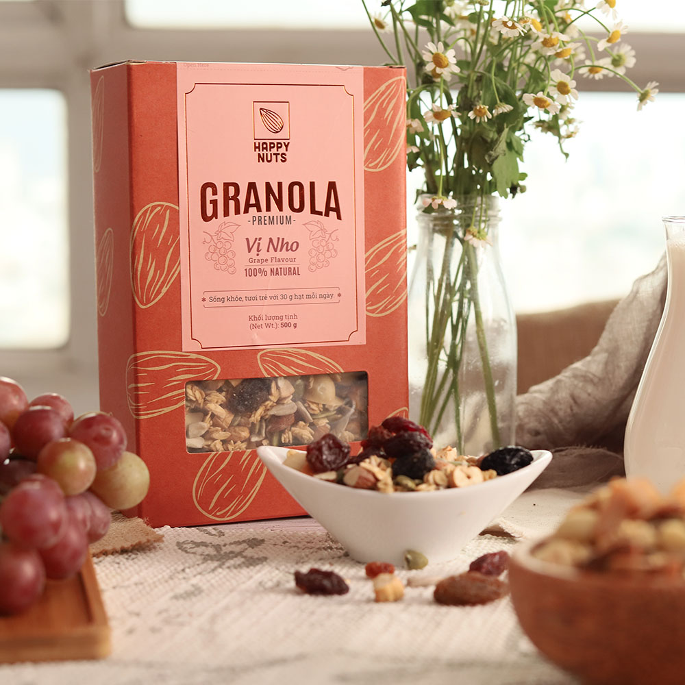 Granola Premium _ Vị Nho HAPPY NUTS 500gr