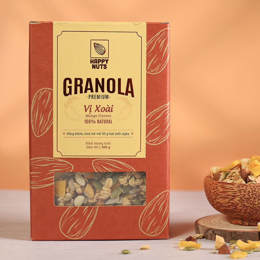 Granola Premium _ Vị Xoài HAPPY NUTS 500gr